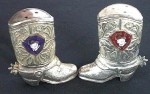 Silver boot salt and pepper shakers